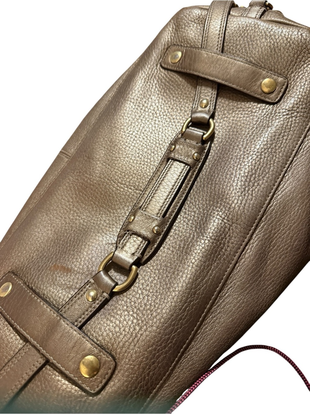 Coach Bronze Leather Shoulder Handbag with Gold Hardware - Picture 6 of 13